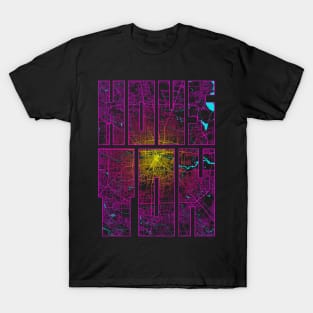 Houston, USA City Map Typography - Neon T-Shirt